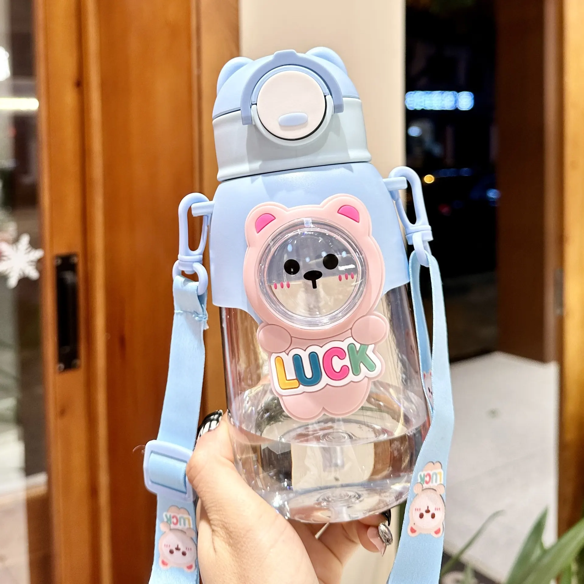 Portable Drop-resistant New Cute Summer Children Plastic Drinking Straw - Blue 660Ml Bag Packaging