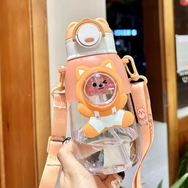 Portable Drop resistant New Cute Summer Children Plastic Drinking Straw Orange 660Ml Bag Packaging - Shop at LoveMi
