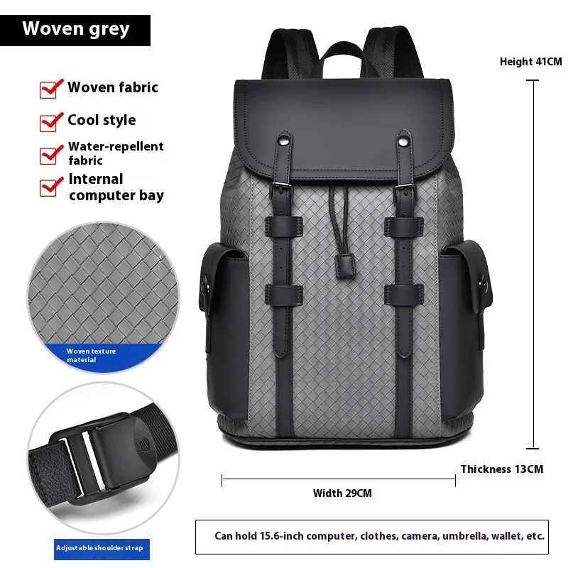 Curved Shoulder Strap New Men's Casual Business Travel Backpack Gray - Shop at LoveMi