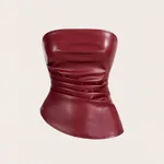 Tube Top Pleated Leather Top