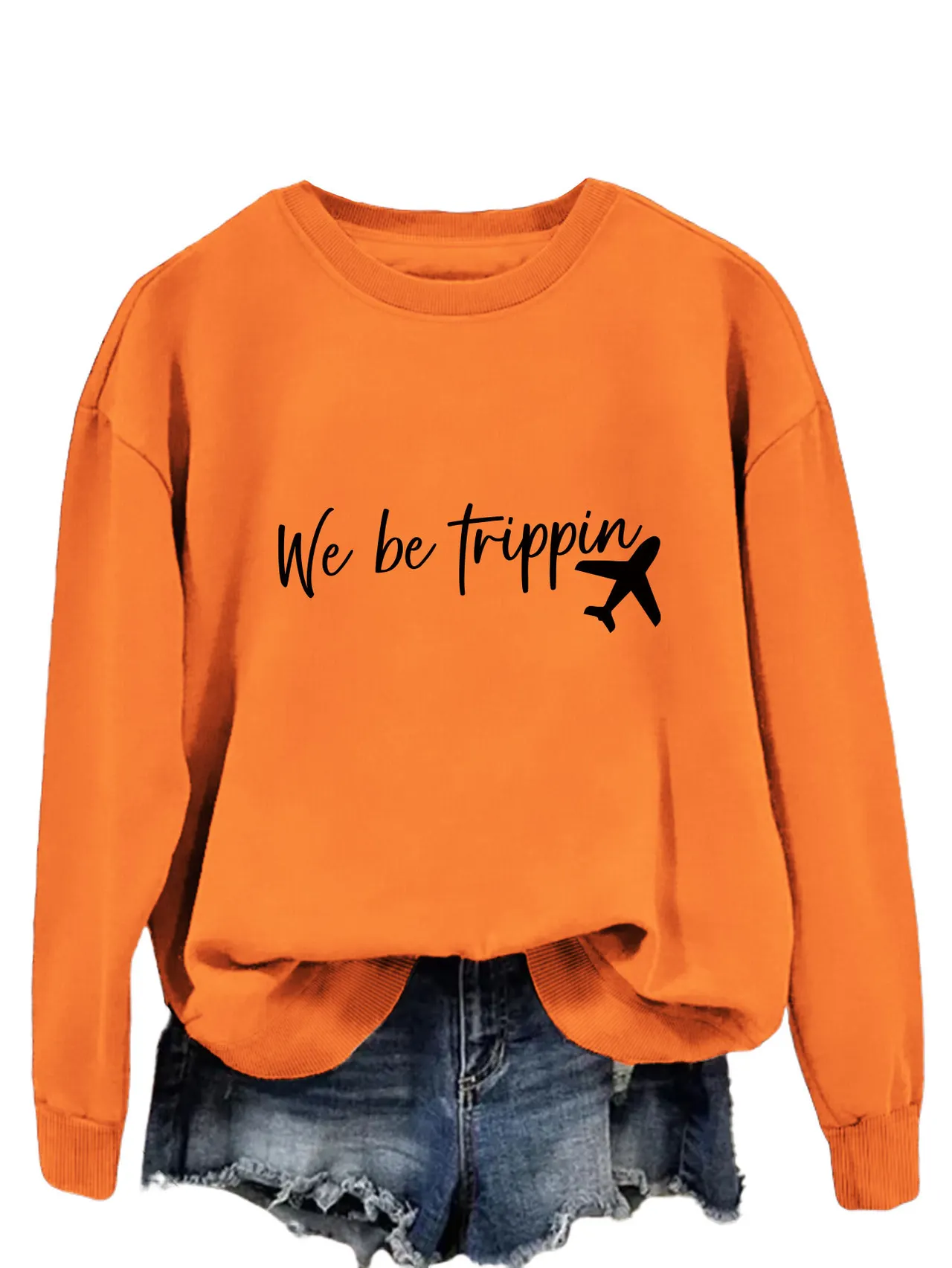 We Be Trippin Fashion Sweater - Orange Black Color Picture