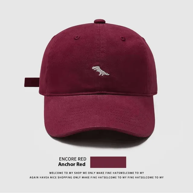 Hat Female Cute Cartoon Embroidery Baseball Cap Wine Red - Shop at LoveMi