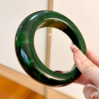 Resin Round Geometric Irregular Bracelet Dark Green - Shop at LoveMi