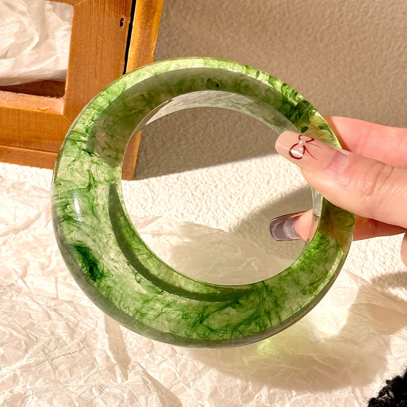 Resin Round Geometric Irregular Bracelet - Green
