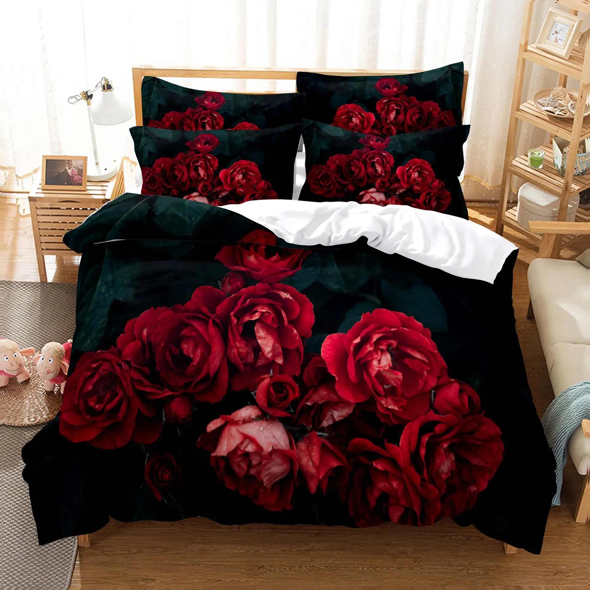 Rose Bedding Suit Polyester Home Textile - 7Color - View 1