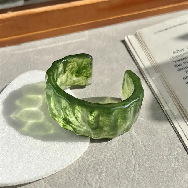 Irregular Geometric Transparent Resin Bracelet Opening Wave Style - Shop at LoveMi