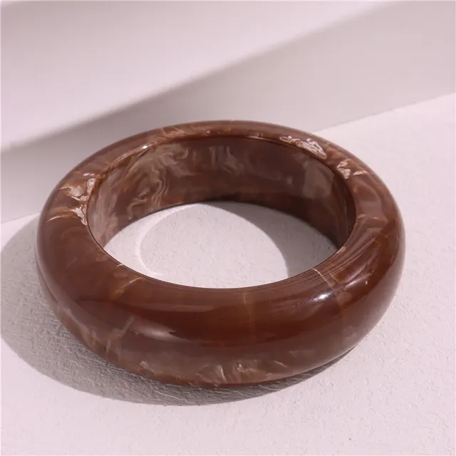 RETRO Geometric Round Blooming Transparent Bracelet Brown White Smudges - Shop at LoveMi