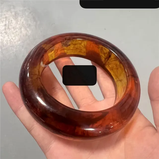 RETRO Geometric Round Blooming Transparent Bracelet Transparent Brown Smudges - Shop at LoveMi
