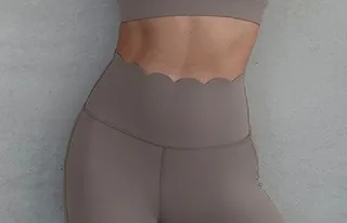 Cross Deep V Yoga Vest Sports Shorts Yoga Clothes - Almond Sauce Shorts - View 1