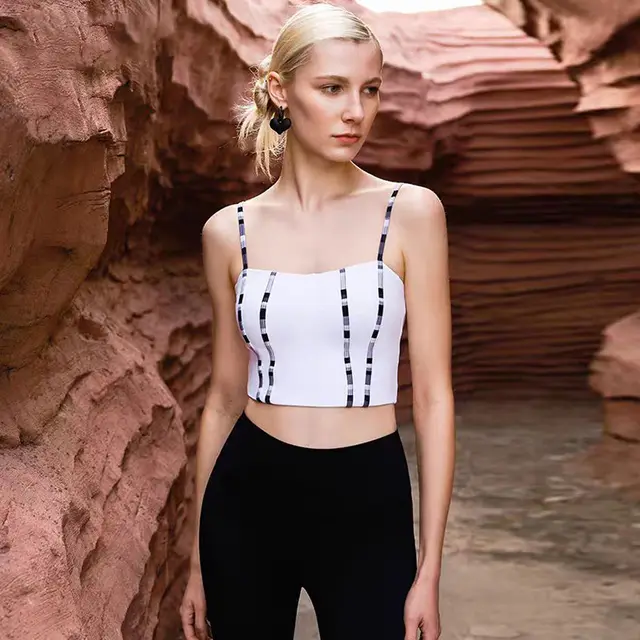 Colorful Thread Stitching Nude Feel Fashion Exercise Bra Vest Yoga Clothes Suit Bleach Vest - Shop at LoveMi