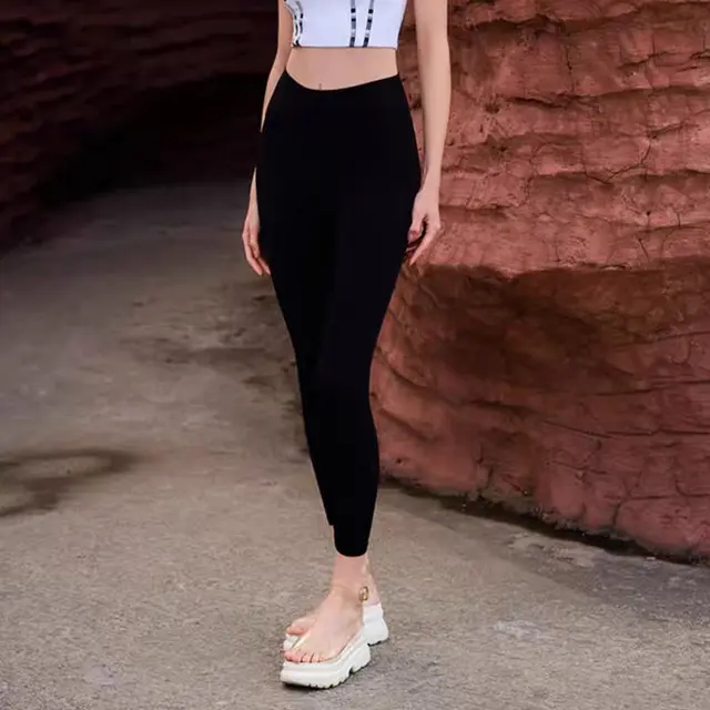 Colorful Thread Stitching Nude Feel Fashion Exercise Bra Vest Yoga Clothes Suit Classic Black Trousers - Shop at LoveMi