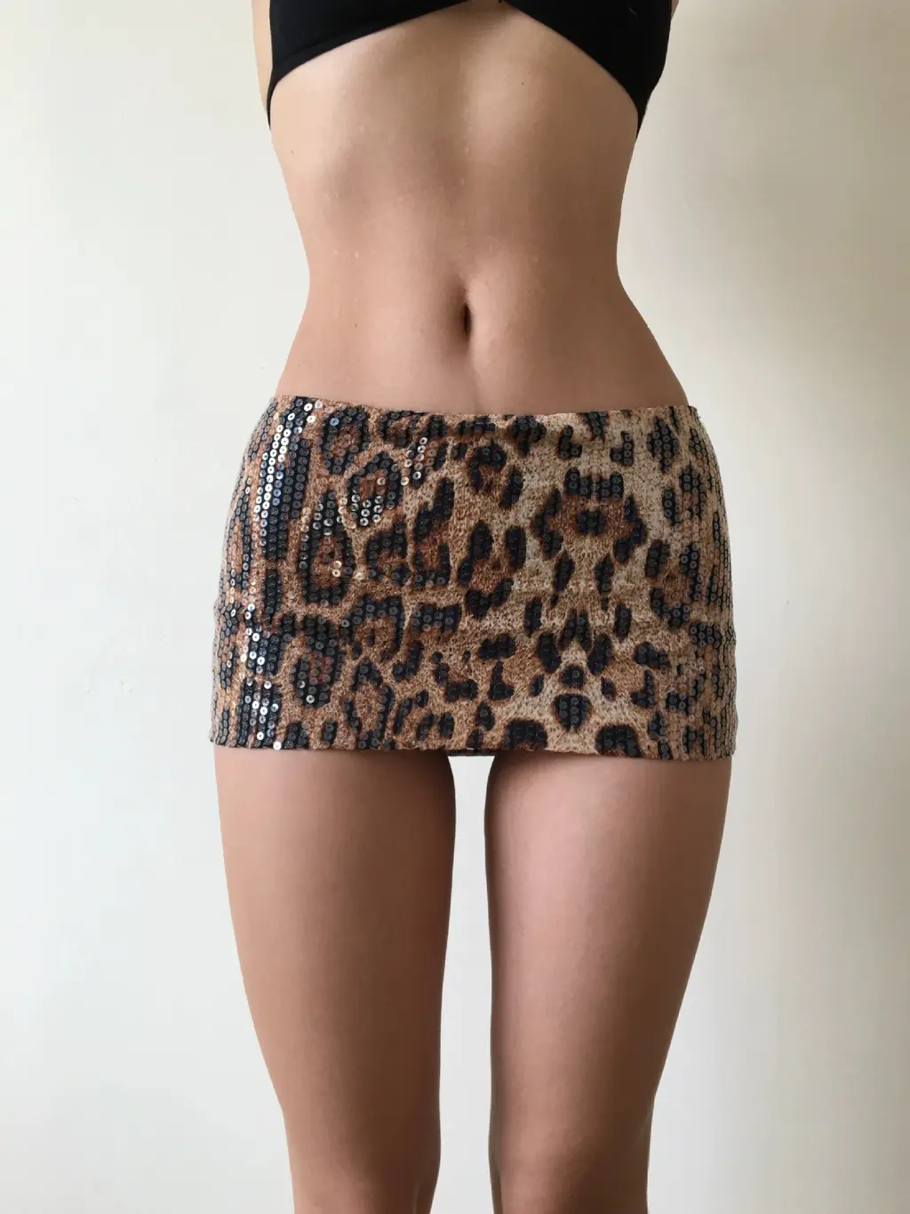 Women's Halter High-end Backless Underwaist Sequins - Leopard Print Skirt