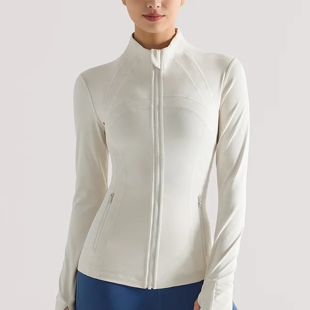 Stand up Collar Slim fit Long sleeved Running Fitness Zipper Sports Top Albumin - Shop at LoveMi