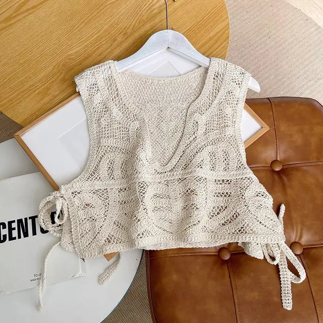 Sweet Lace up Outer Wear Waistcoat Vest Women Apricot - Shop at LoveMi
