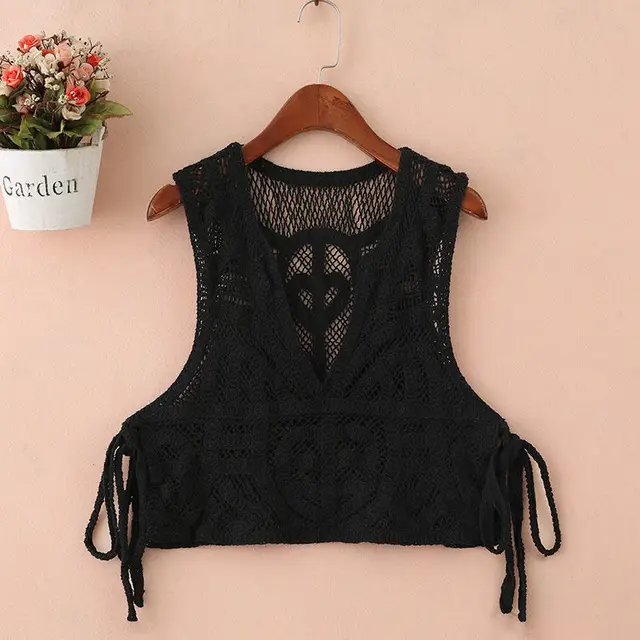Sweet Lace up Outer Wear Waistcoat Vest Women Black - Shop at LoveMi