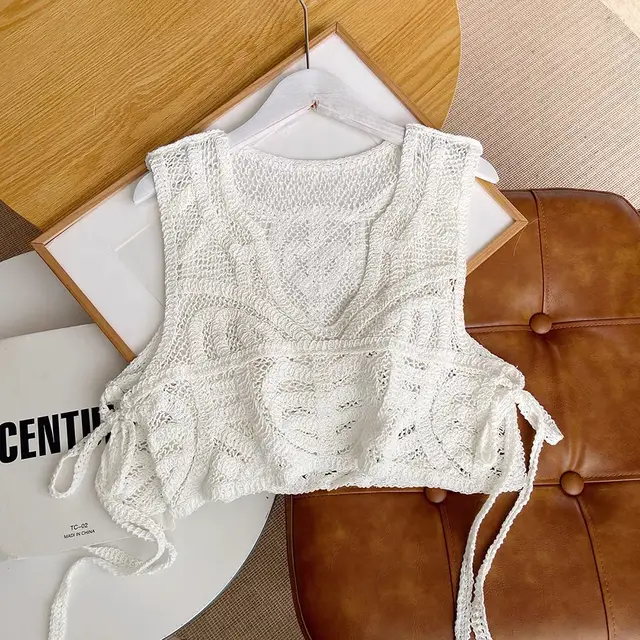 Sweet Lace up Outer Wear Waistcoat Vest Women White - Shop at LoveMi