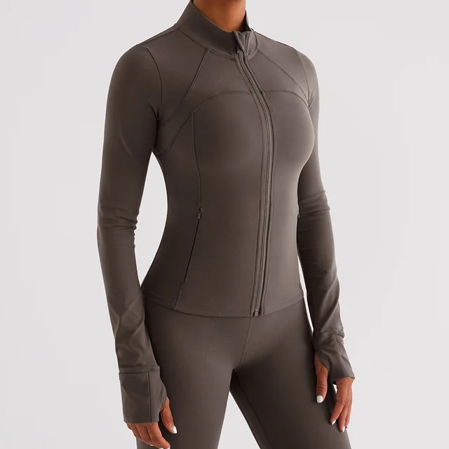 Women's Brushed Skinny Yoga Clothes Top Beans Brown - Shop at LoveMi