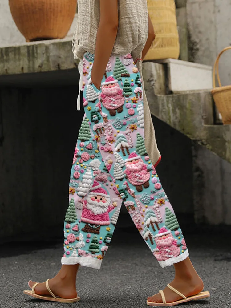 Women's Digital Printing Bubble Crepe Trousers - W Style