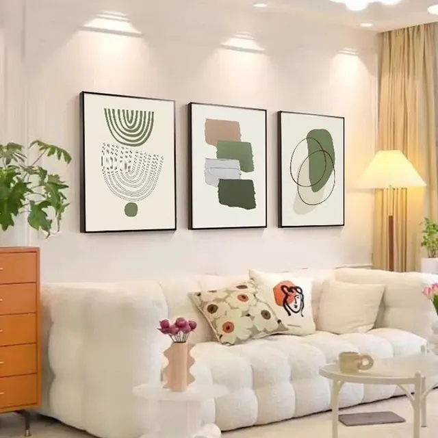 Modern Minimalist Living Room Morandi Abstract Sofa Background Wall Three piece Painting - Shop at LoveMi