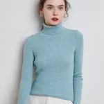 Women's Turtleneck Winter Thickened Base Slim Fit Inner Wear Woolen Sweater - Spearmint