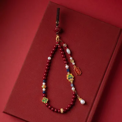 Cinnabar Dragon Mobile Phone Charm Pendant Keychain Purple Gold Keychain - Shop at LoveMi