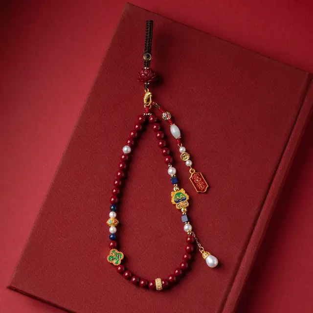 Cinnabar Dragon Mobile Phone Charm Pendant Keychain Purple Gold Keychain - Shop at LoveMi