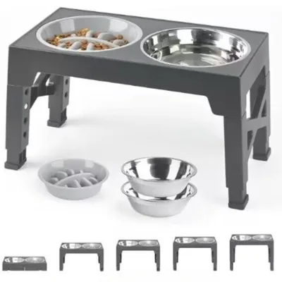 Pet Lifting Feeding Bowl Neck Protection Anti tumble Medium Large Dog Dedicated Gray - Shop at LoveMi