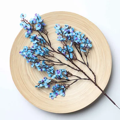 Single Plum Blossom Starry Sky Home Decoration Simulation Plastic Flowers Blue - Shop at LoveMi