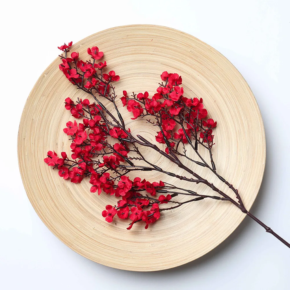 Single Plum Blossom Starry Sky Home Decoration Simulation Plastic Flowers Red 10Pcs - Shop at LoveMi
