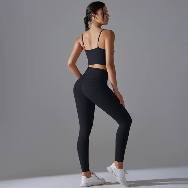High intensity Fitness Pilates Running Sports Sling Top Suit Black - Shop at LoveMi