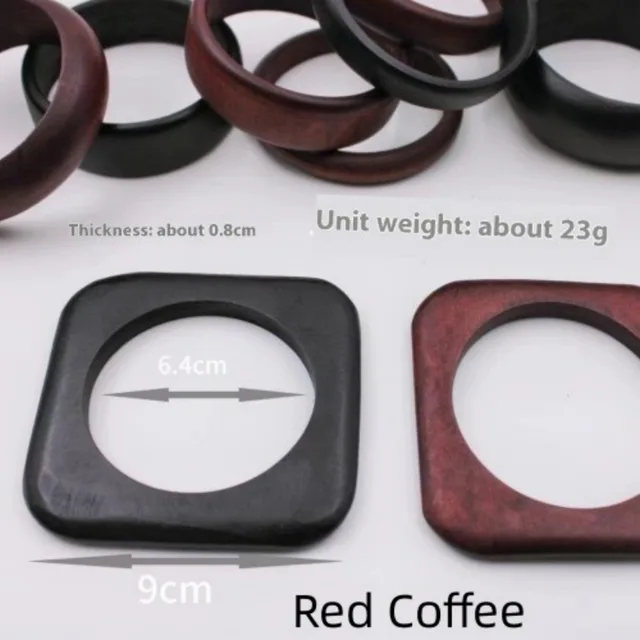 Square Bracelet Geometric Wooden Vintage Red Coffee - Shop at LoveMi
