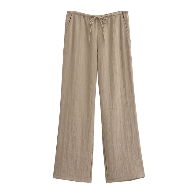 Women's Texture Double Breasted Kimono Coat Khaki Trousers - Shop at LoveMi