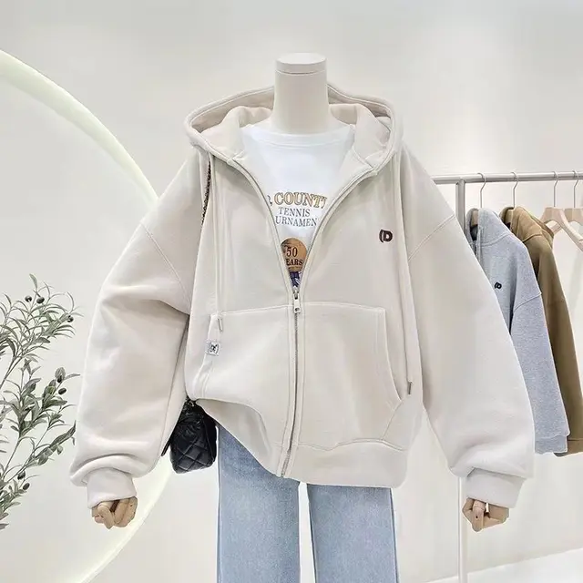 Women's Hooded Sweater Autumn And Winter Simplicity Apricot Thickening - Shop at LoveMi