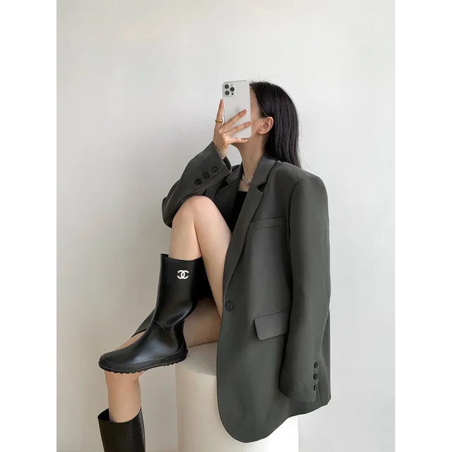 Fashion Design Women's Black Casual Small Suit Coat Women Dark Gray - Shop at LoveMi