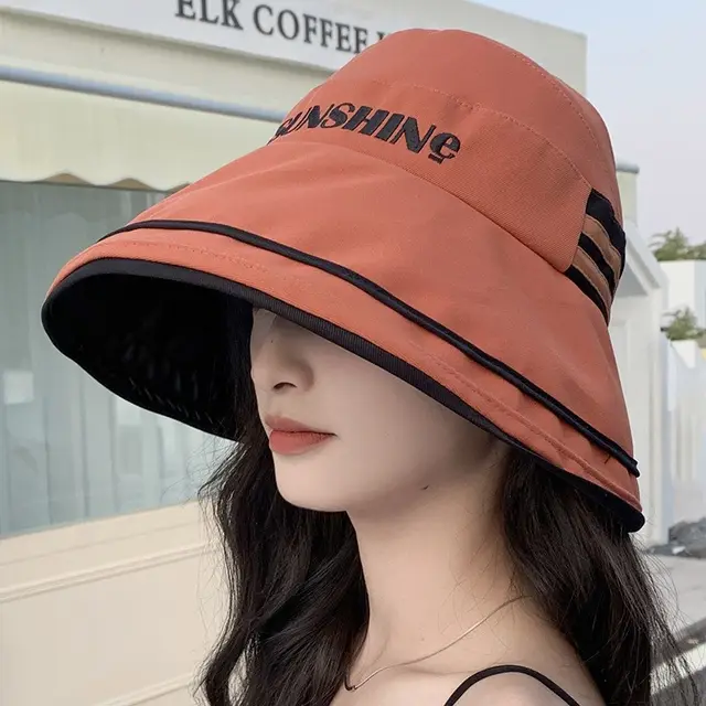 Fashion Vinyl Sun Protection Korean Sun Protection Sun Hat Orange - Shop at LoveMi
