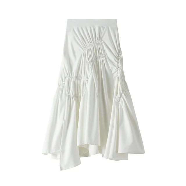 Super Hot Black White Pleated Midi Skirt White - Shop at LoveMi