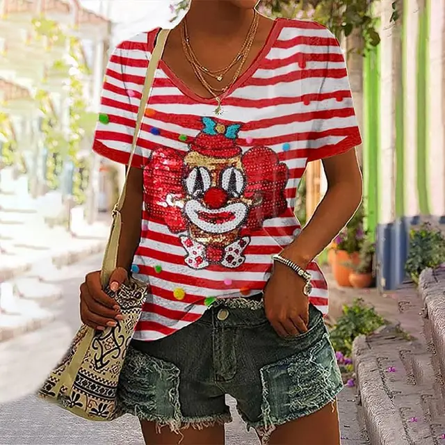 Ladies New V neck Short sleeved Top Red - Shop at LoveMi