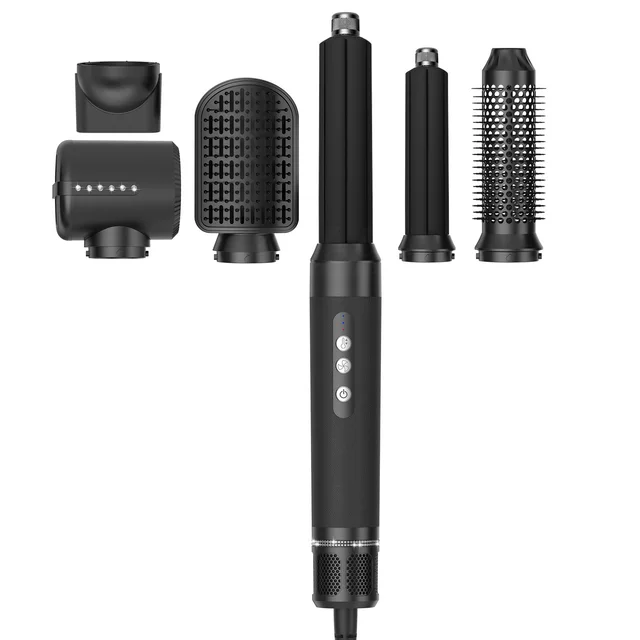 7 in 1 Hot Air Comb Multifunctional Anion Automatic Curler Black With Diamond - Shop at LoveMi