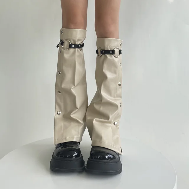 Millennium Sweet Cool Female Autumn And Winter Genuine Leather Leg Warmer Light Khaki - Shop at LoveMi