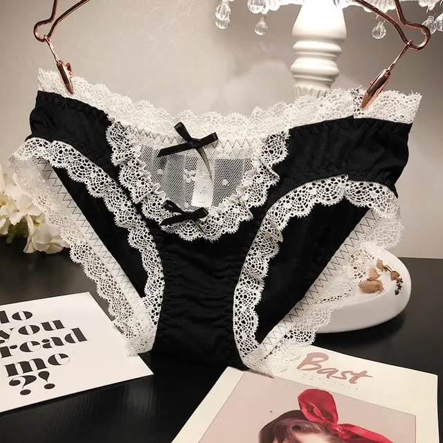 Lace Edge Hollow Mesh Temptation Briefs Black - Shop at LoveMi