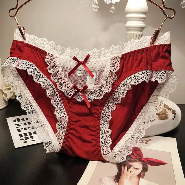 Lace Edge Hollow Mesh Temptation Briefs Red - Shop at LoveMi