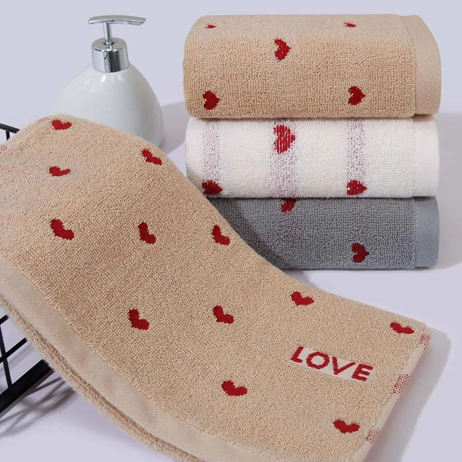 Pure Cotton Couple Embroidery Household Towels - Brown