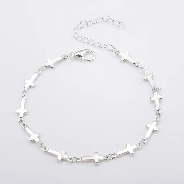 Bohemian Style Metal Cross Chain Bracelet Silver - Shop at LoveMi
