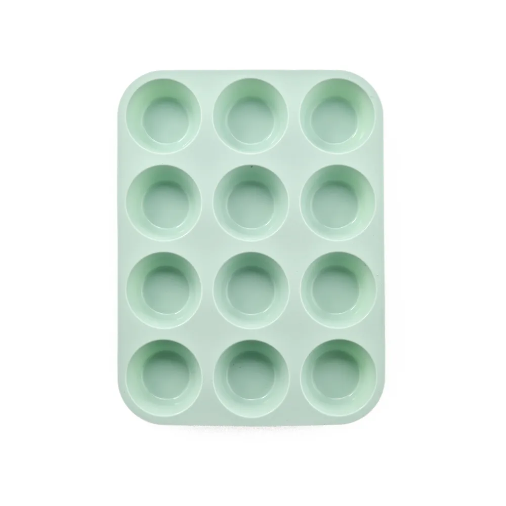 12 Cups 24 Cups Silicone Cake Baking Mould - 12 Holes Green