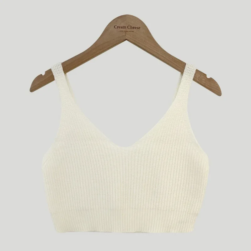 South Korea Chic Fall V-neck Bandage Dress Knitted Sling - Beige - View 1