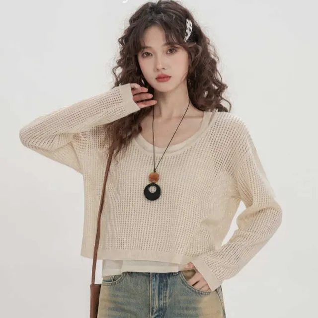 Spring Thin Suspenders Vest Two piece Set Top Apricot - Shop at LoveMi