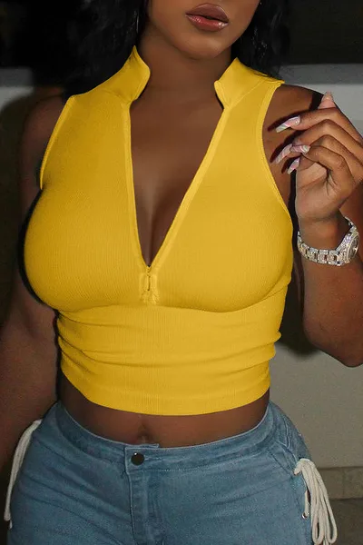 New Women's Zipper Sweater Yellow - Shop at LoveMi