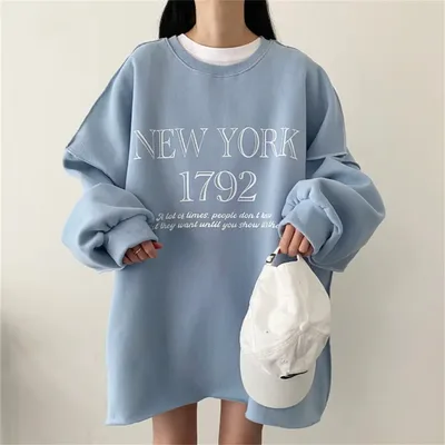 Women's Round Neck Cashmere Sweater Autumn And Winter Blue Thin - Shop at LoveMi
