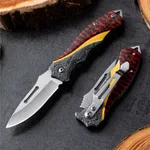Outdoor Multi-functional Stainless Steel Household Folding Fruit Knife - Brown