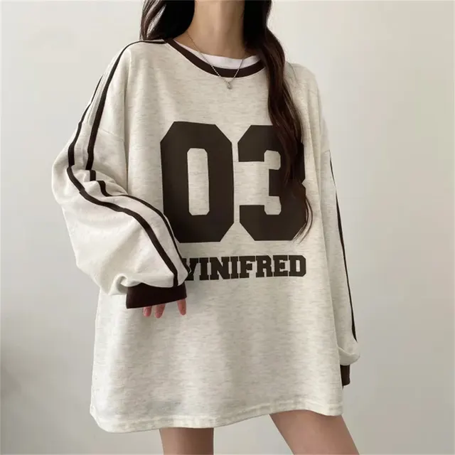 Round Neck Design Stitching Pullover And Fleece Sweater Gray Fleece Lining Style - Shop at LoveMi